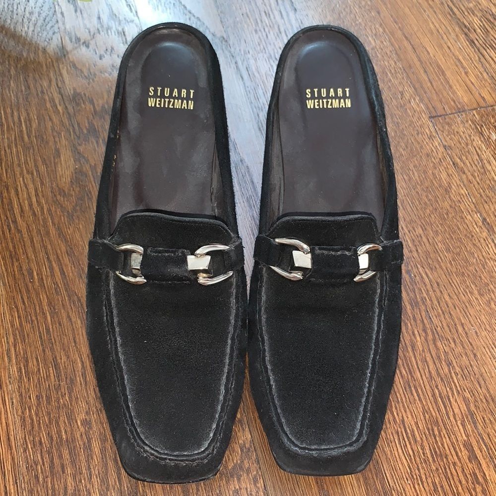 ‎Stuart Weitzman black suede slide mules